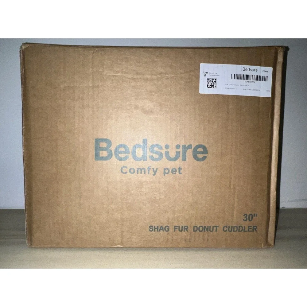 Bedsure Comfy Pet Bed Shag Fur "30 Donut Cuddler - Picture 1 of 2